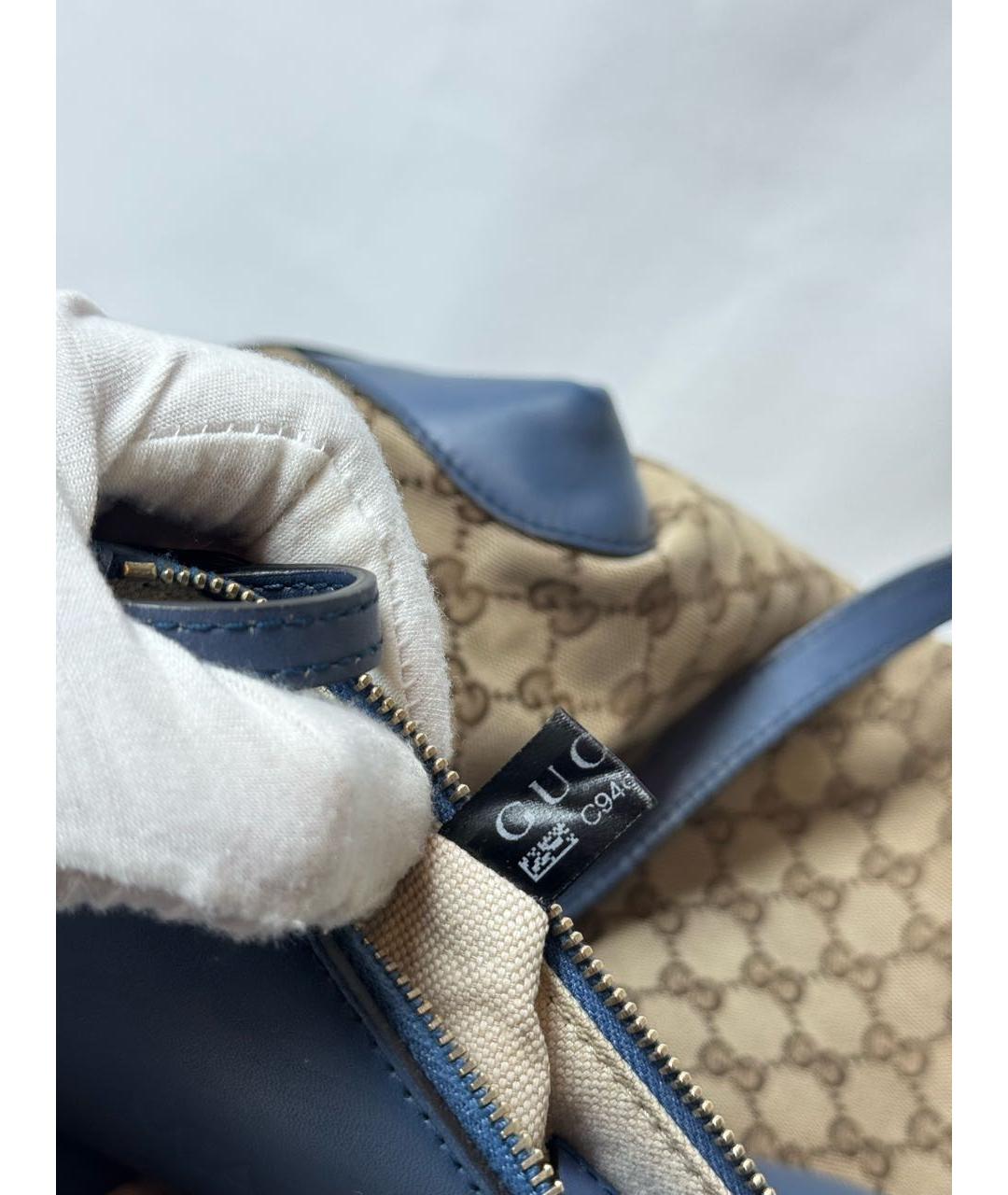 GUCCI Бежевая тканевая сумка с короткими ручками, фото 7