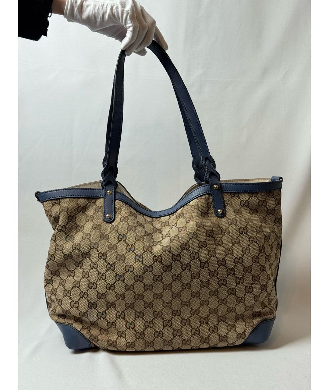 GUCCI Бежевая тканевая сумка с короткими ручками, фото 9