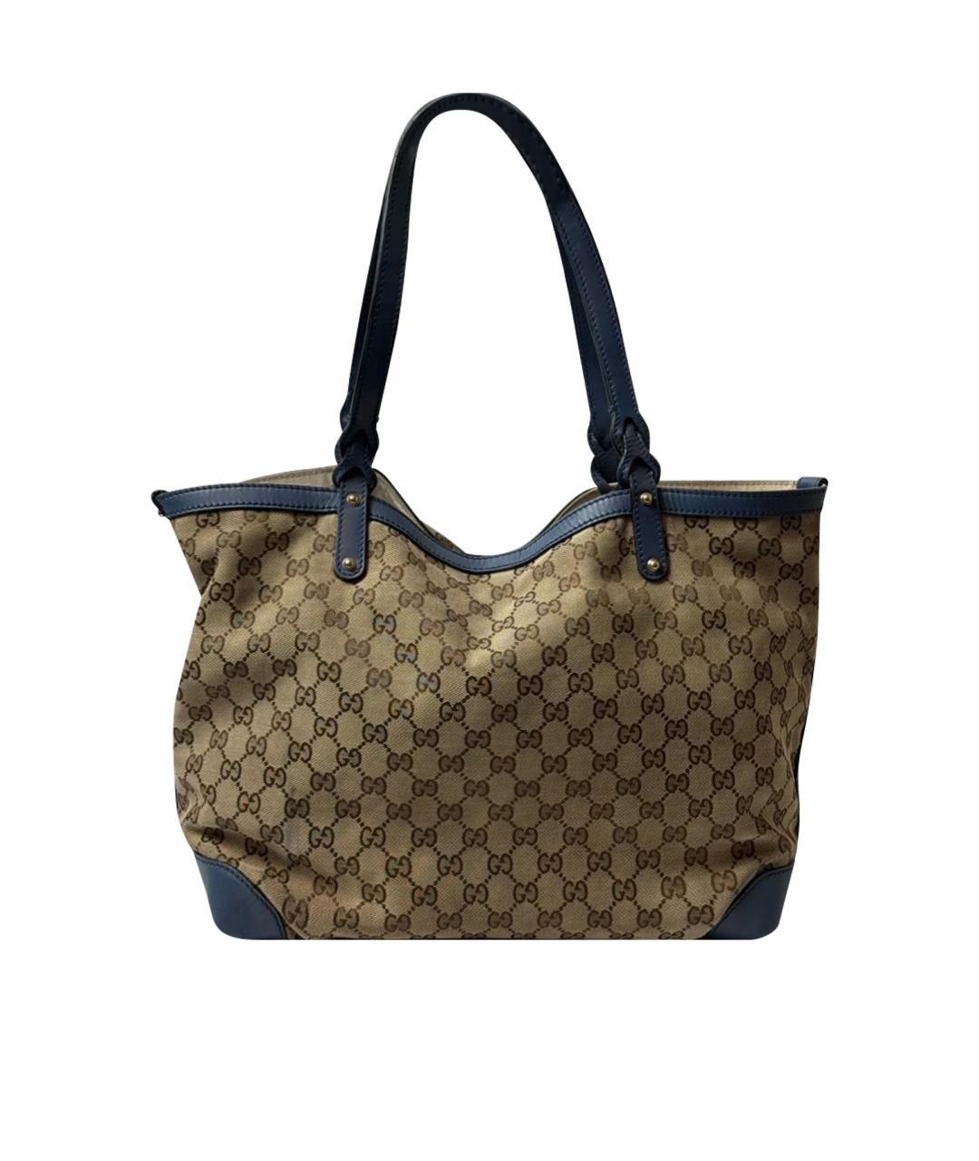 GUCCI Бежевая тканевая сумка с короткими ручками, фото 1