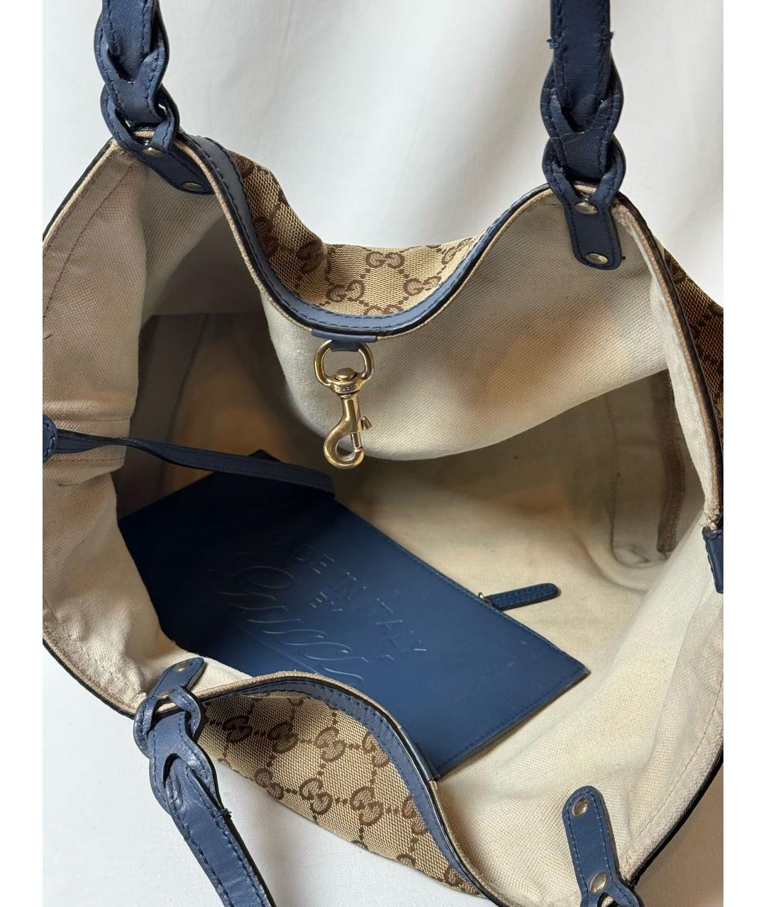 GUCCI Бежевая тканевая сумка с короткими ручками, фото 3
