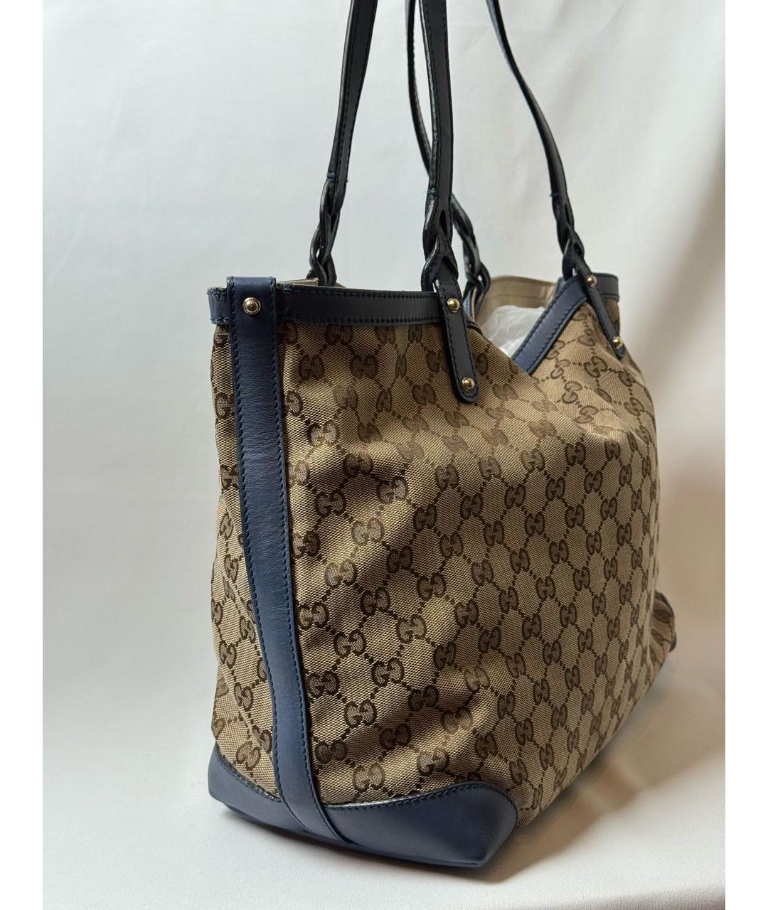 GUCCI Бежевая тканевая сумка с короткими ручками, фото 2