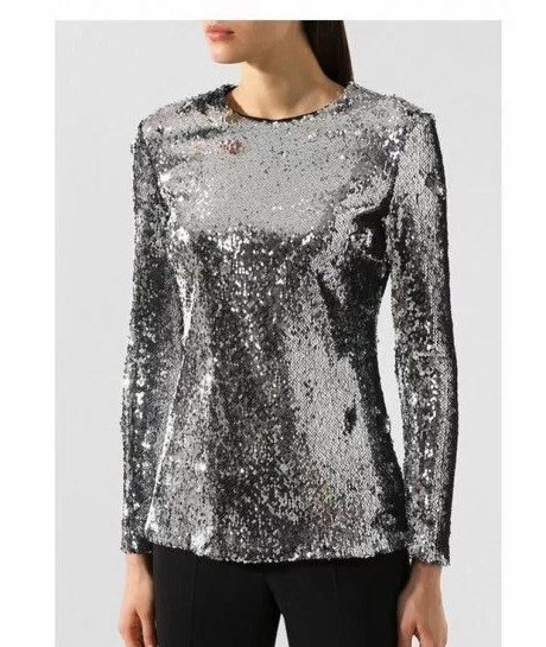 STELLA MCCARTNEY Серебряная шелковая блузы, фото 8