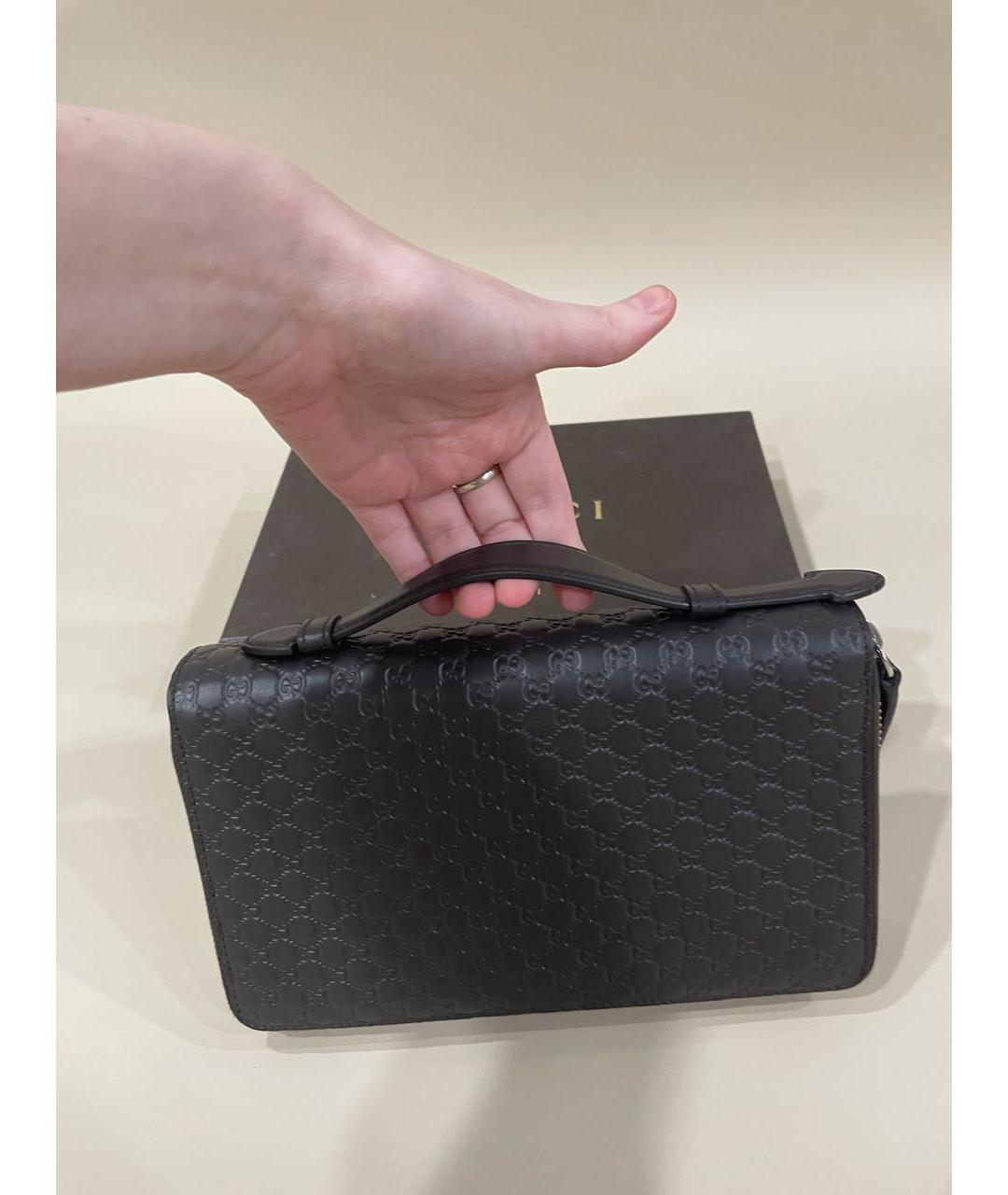 GUCCI Коричневая кожаная барсетка, фото 3