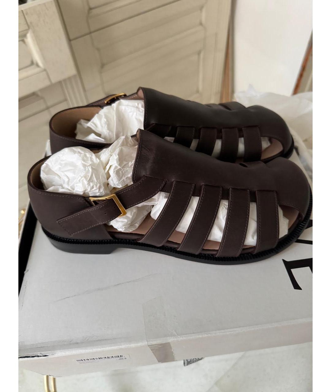 LOEWE Коричневые кожаные сандалии, фото 3