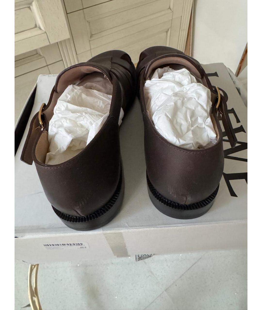 LOEWE Коричневые кожаные сандалии, фото 4