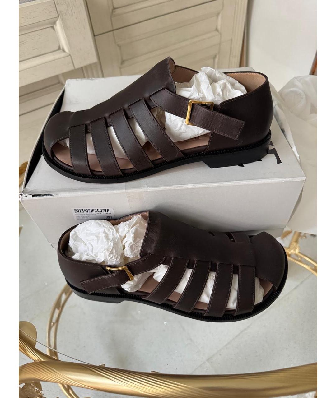 LOEWE Коричневые кожаные сандалии, фото 8