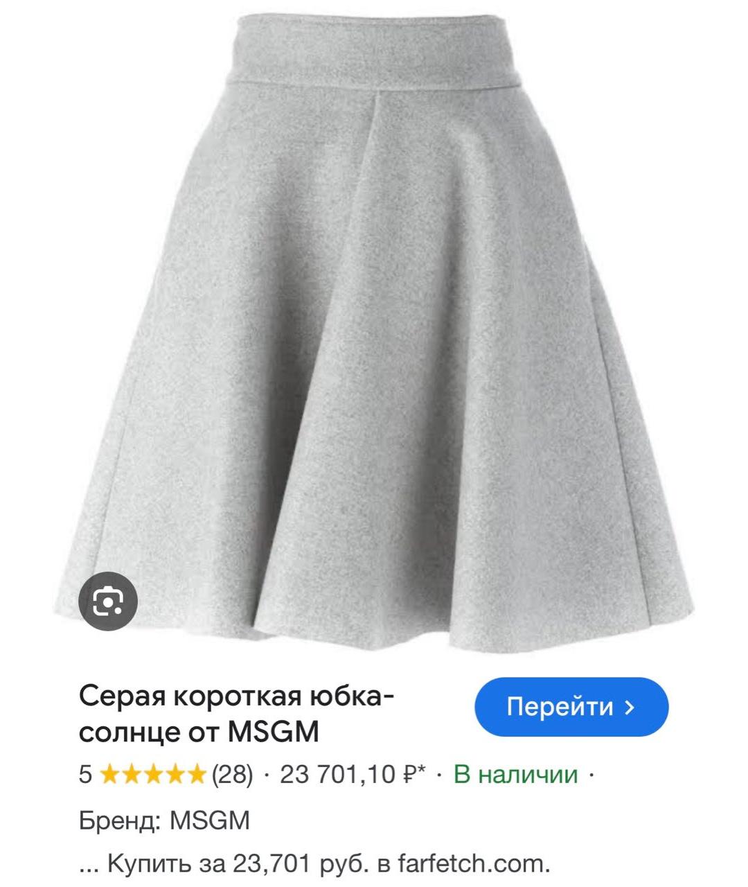 MSGM Серая шерстяная юбка миди, фото 7