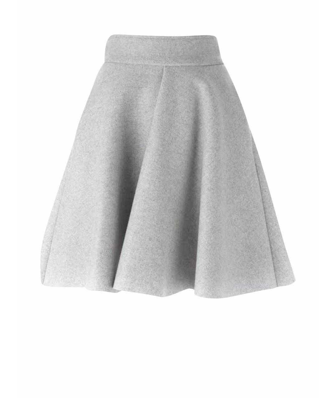 MSGM Серая шерстяная юбка миди, фото 1