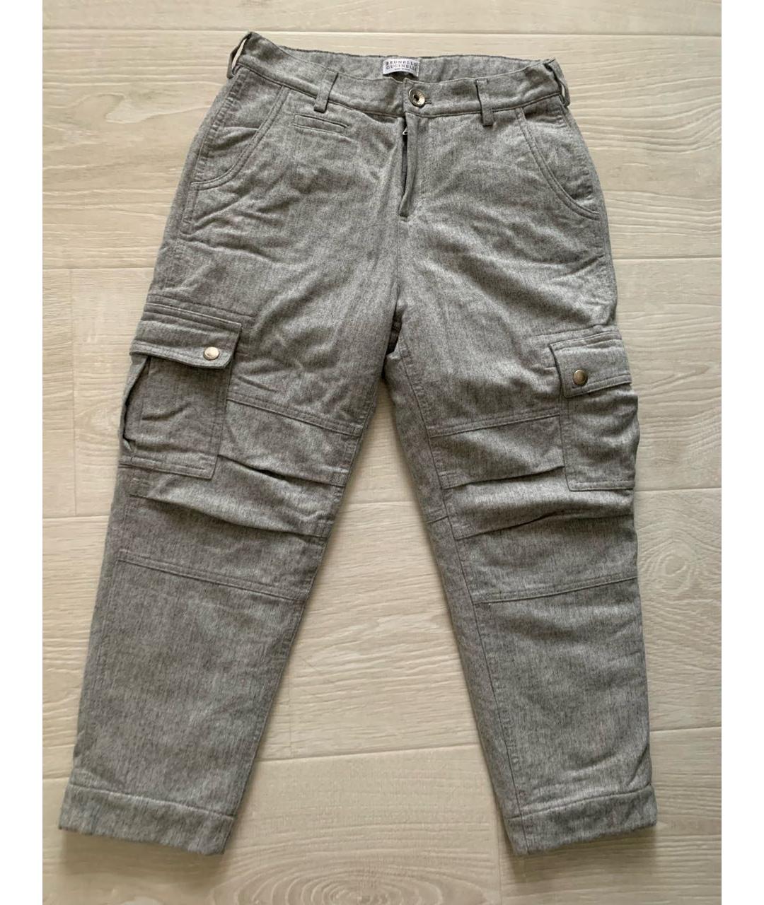 BRUNELLO CUCINELLI Серые шерстяные брюки и шорты, фото 7