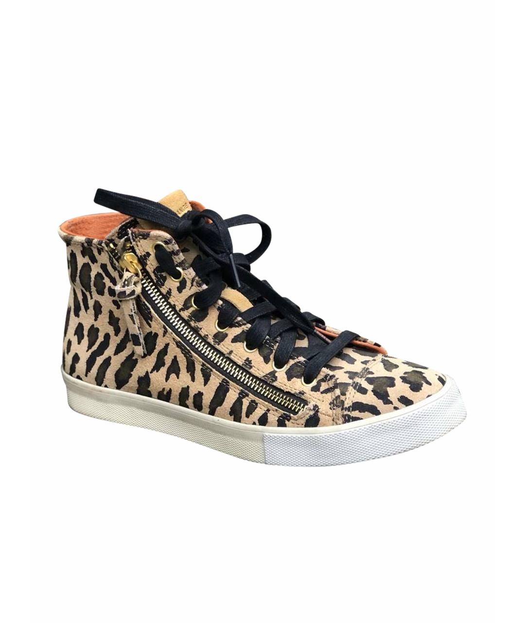 HUGO BOSS Коричневые кожаные кеды, фото 1