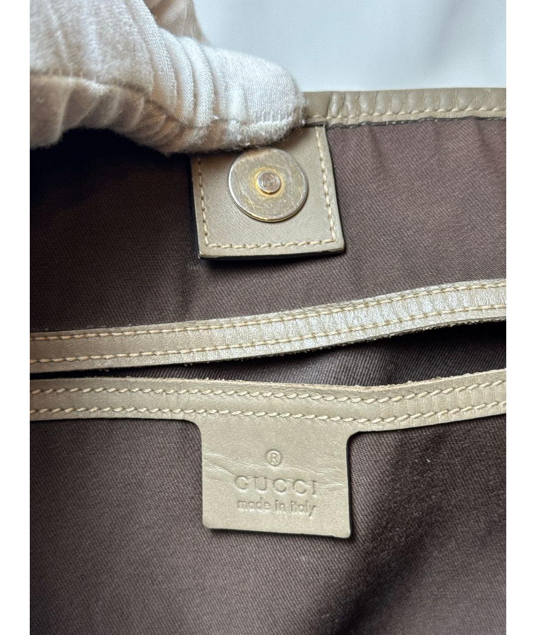 GUCCI Бежевая кожаная сумка с короткими ручками, фото 7