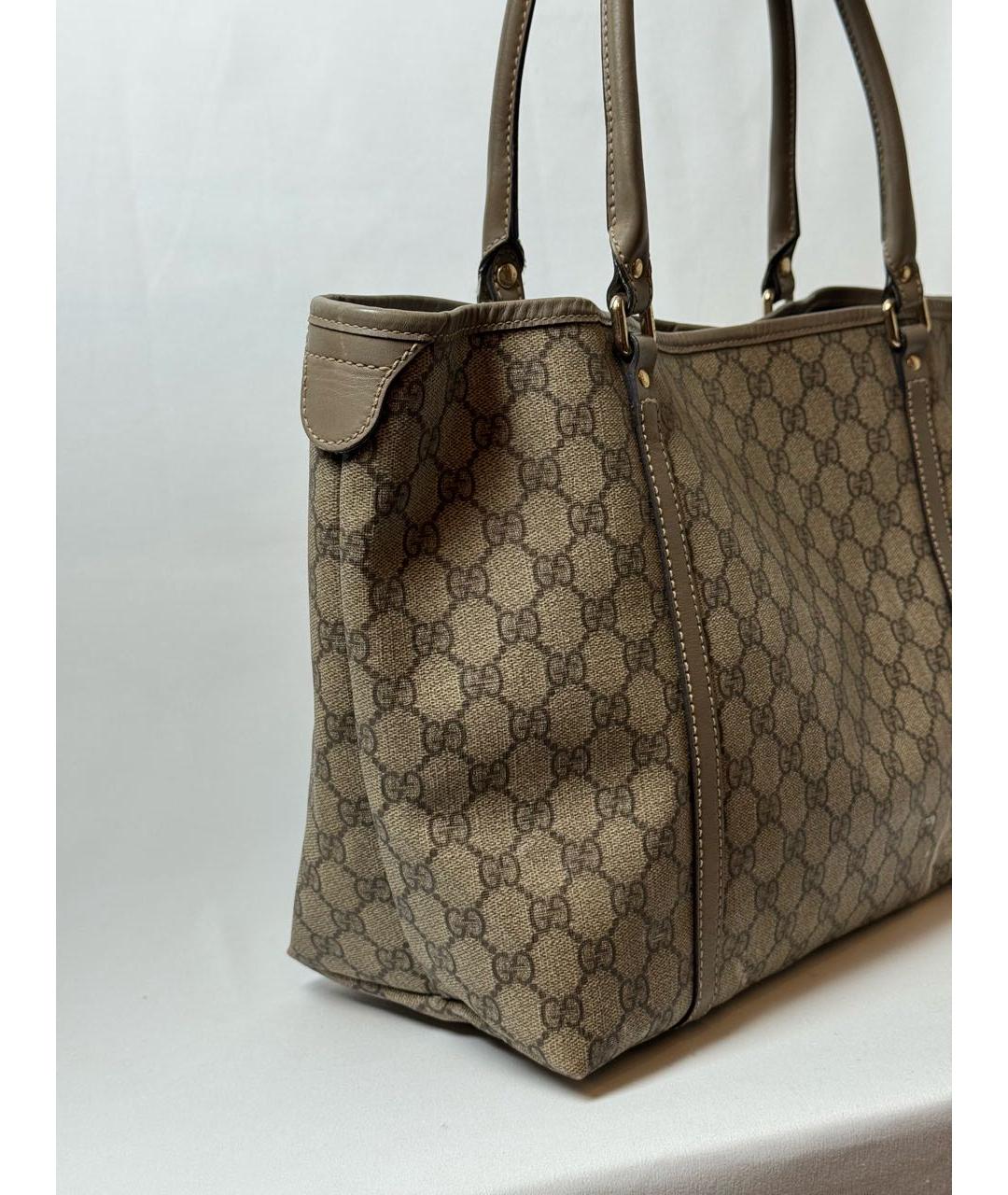 GUCCI Бежевая кожаная сумка с короткими ручками, фото 3