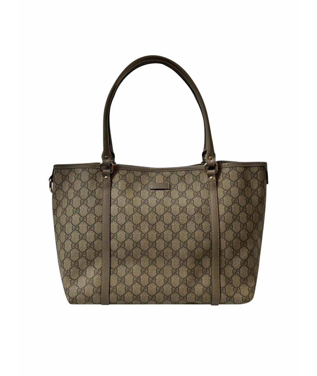 GUCCI Бежевая кожаная сумка с короткими ручками, фото 1