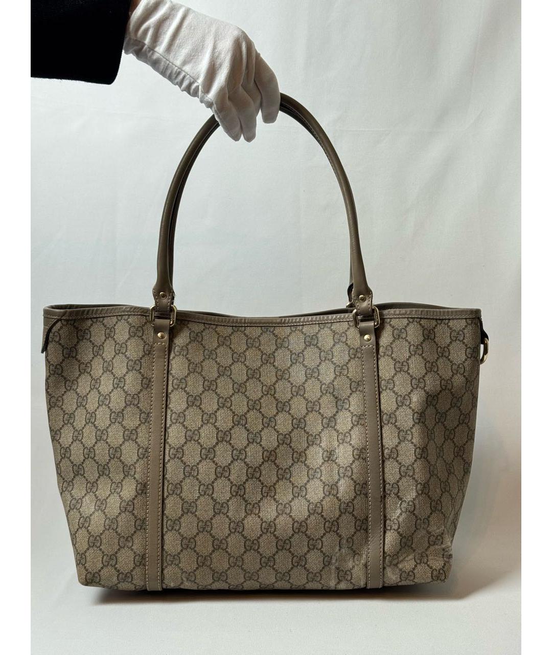 GUCCI Бежевая кожаная сумка с короткими ручками, фото 2