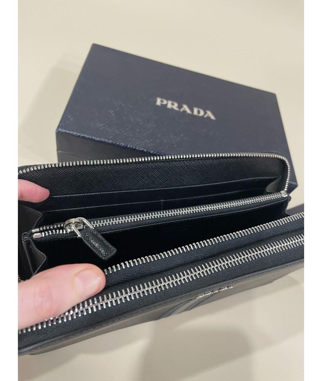 PRADA Черная кожаная барсетка, фото 5