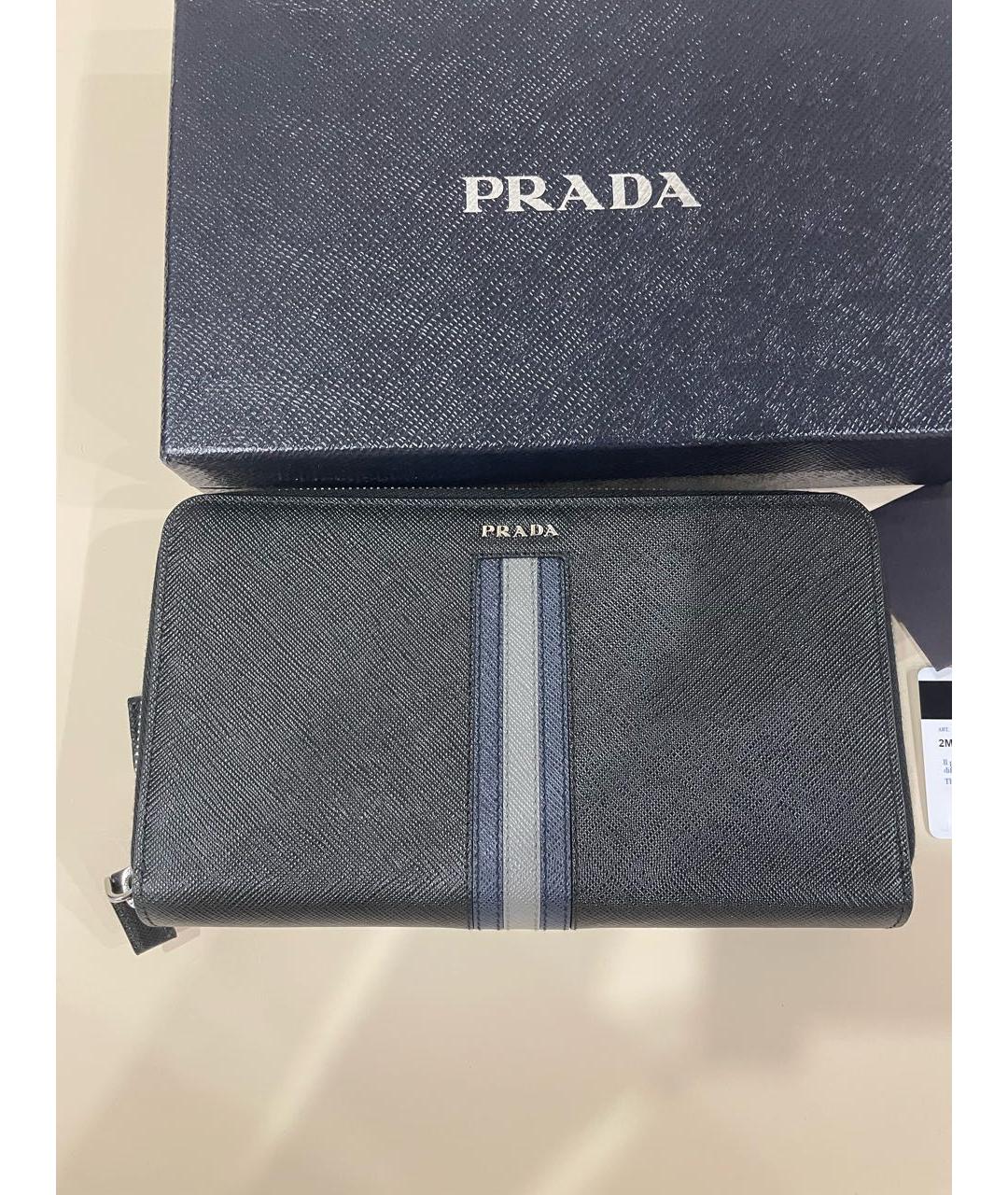 PRADA Черная кожаная барсетка, фото 8
