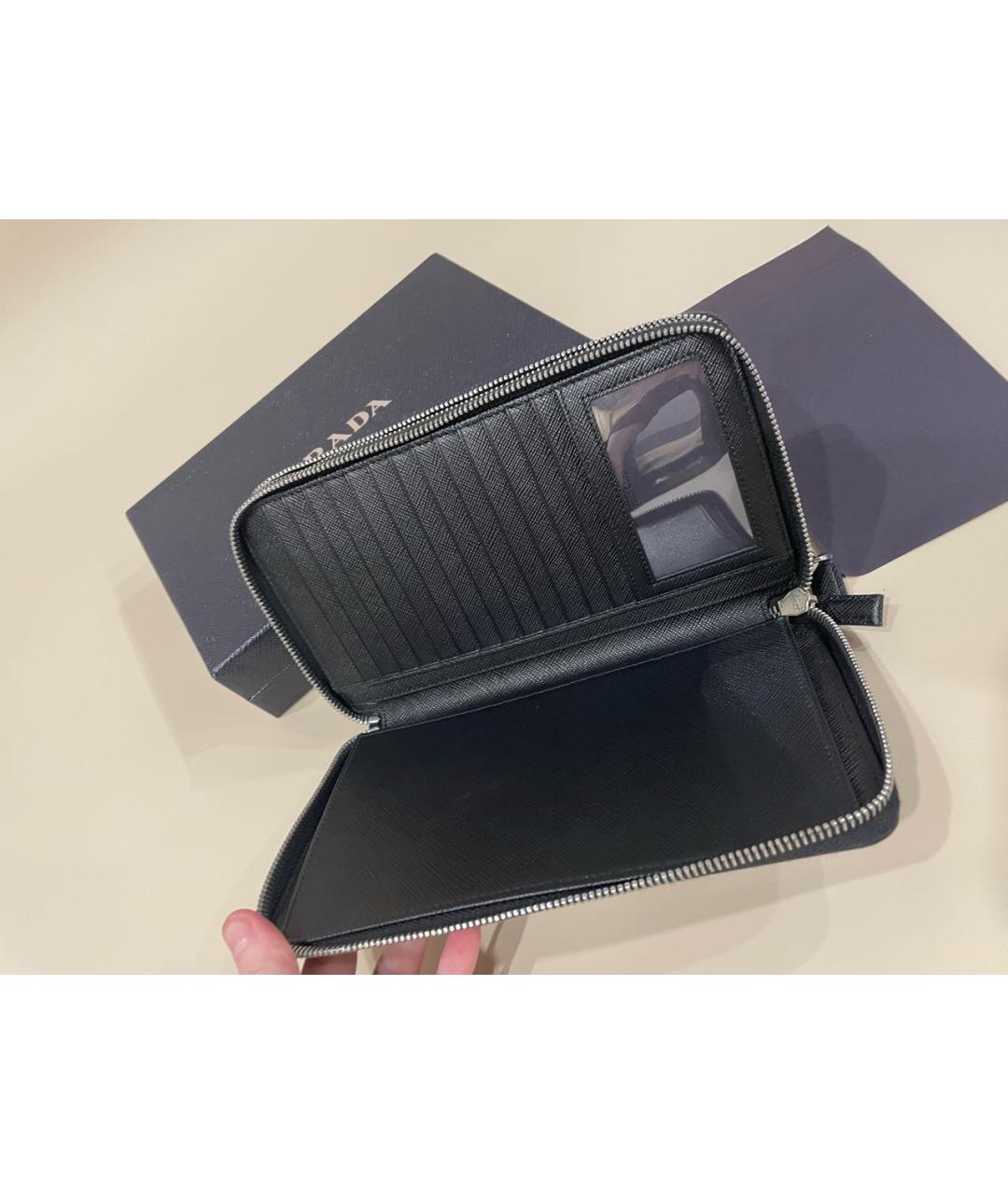 PRADA Черная кожаная барсетка, фото 7