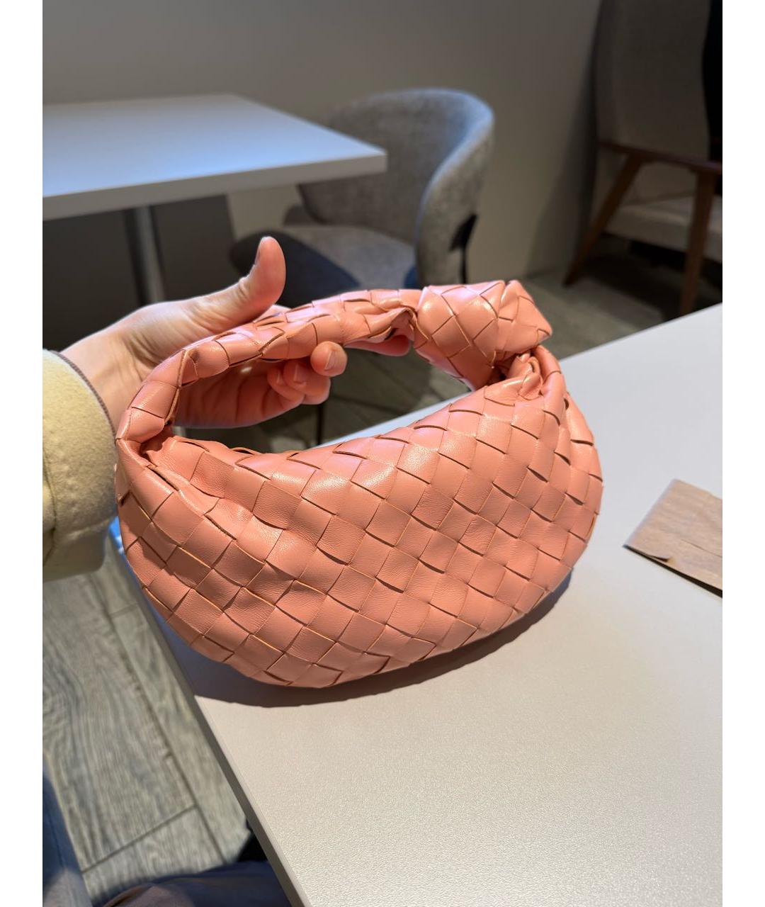 BOTTEGA VENETA Коралловая кожаная сумка с короткими ручками, фото 3