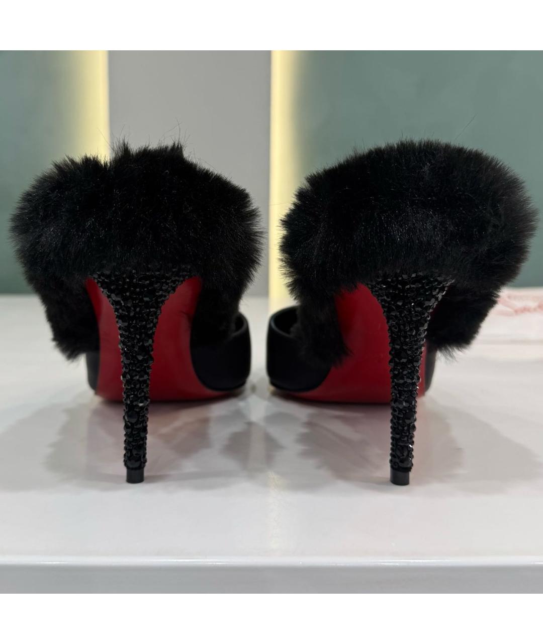 CHRISTIAN LOUBOUTIN Черные замшевые мюли, фото 3