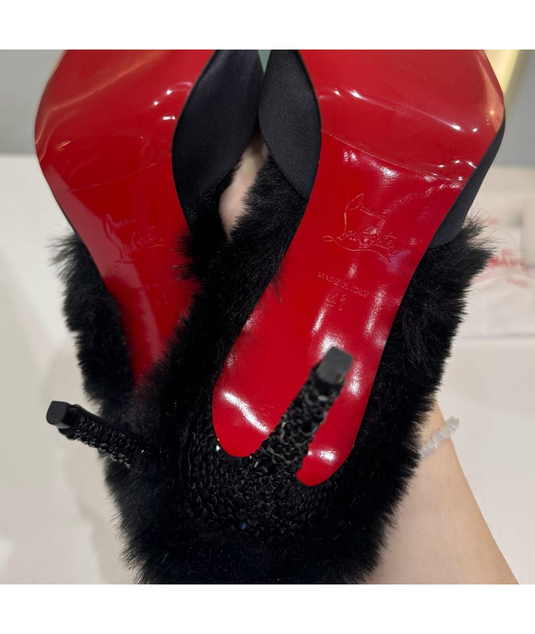 CHRISTIAN LOUBOUTIN Черные замшевые мюли, фото 4