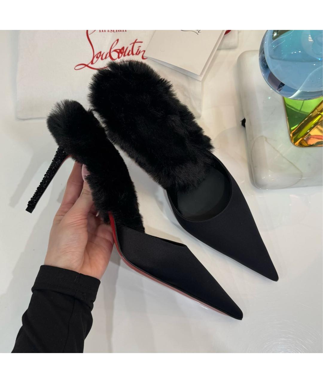 CHRISTIAN LOUBOUTIN Черные замшевые мюли, фото 6