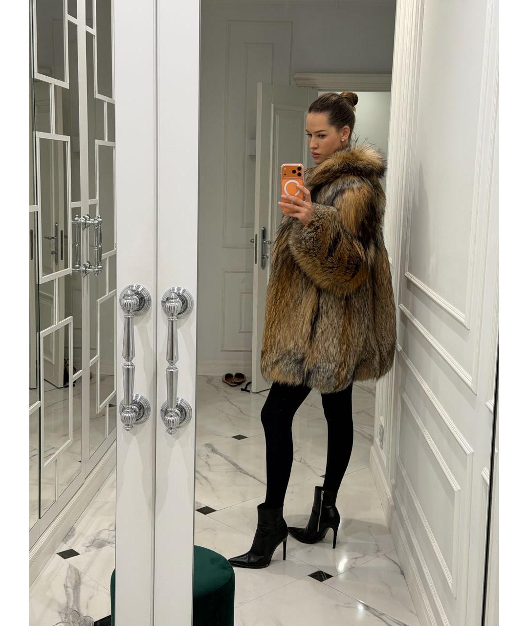 SAINT LAURENT Бежевая меховая шуба, фото 8