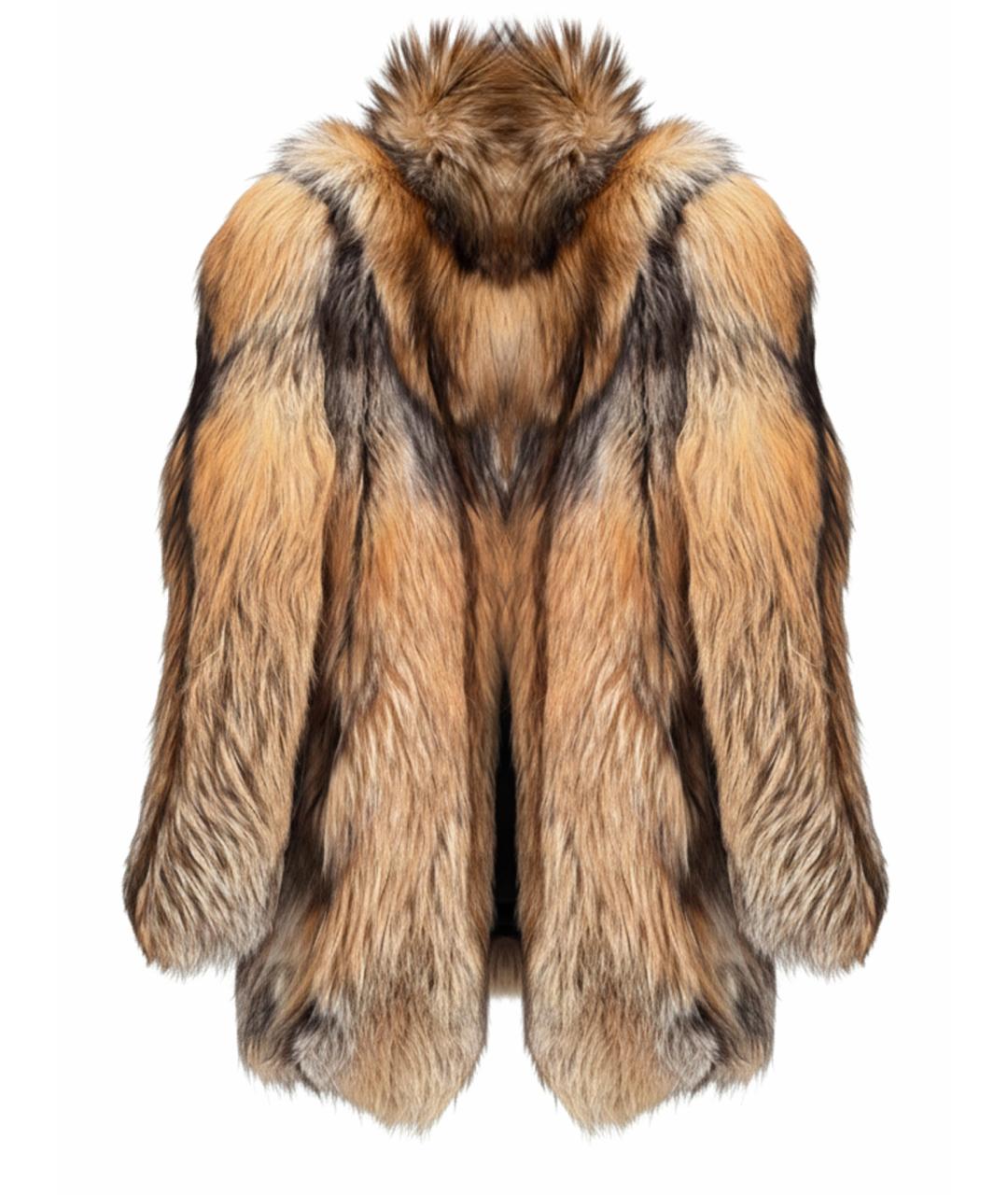 SAINT LAURENT Бежевая меховая шуба, фото 1