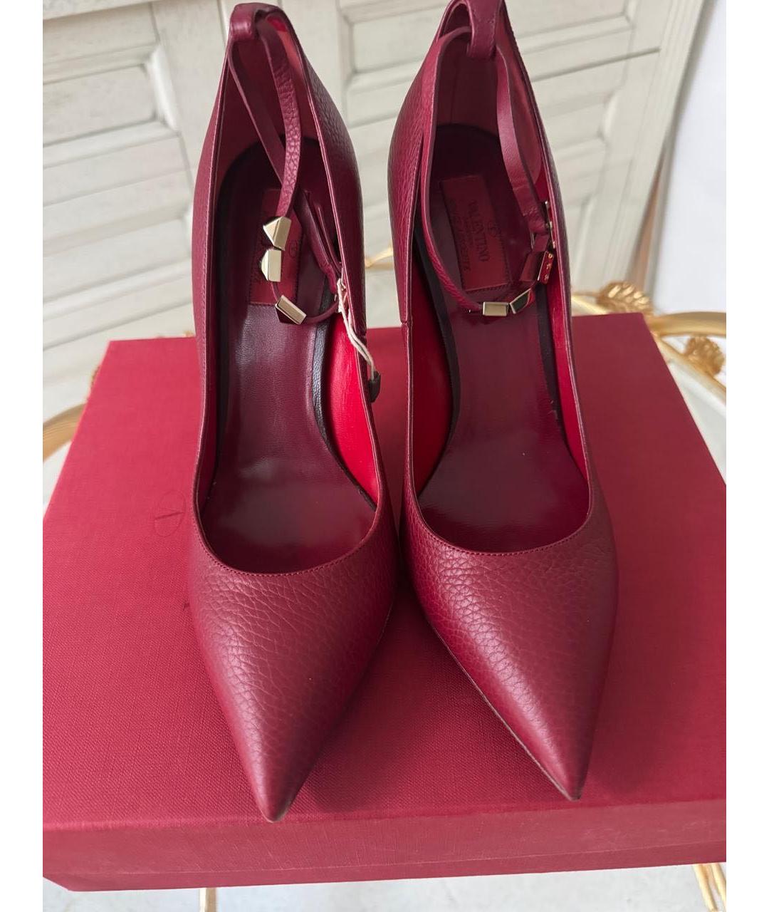 RED VALENTINO Бордовые кожаные туфли, фото 2