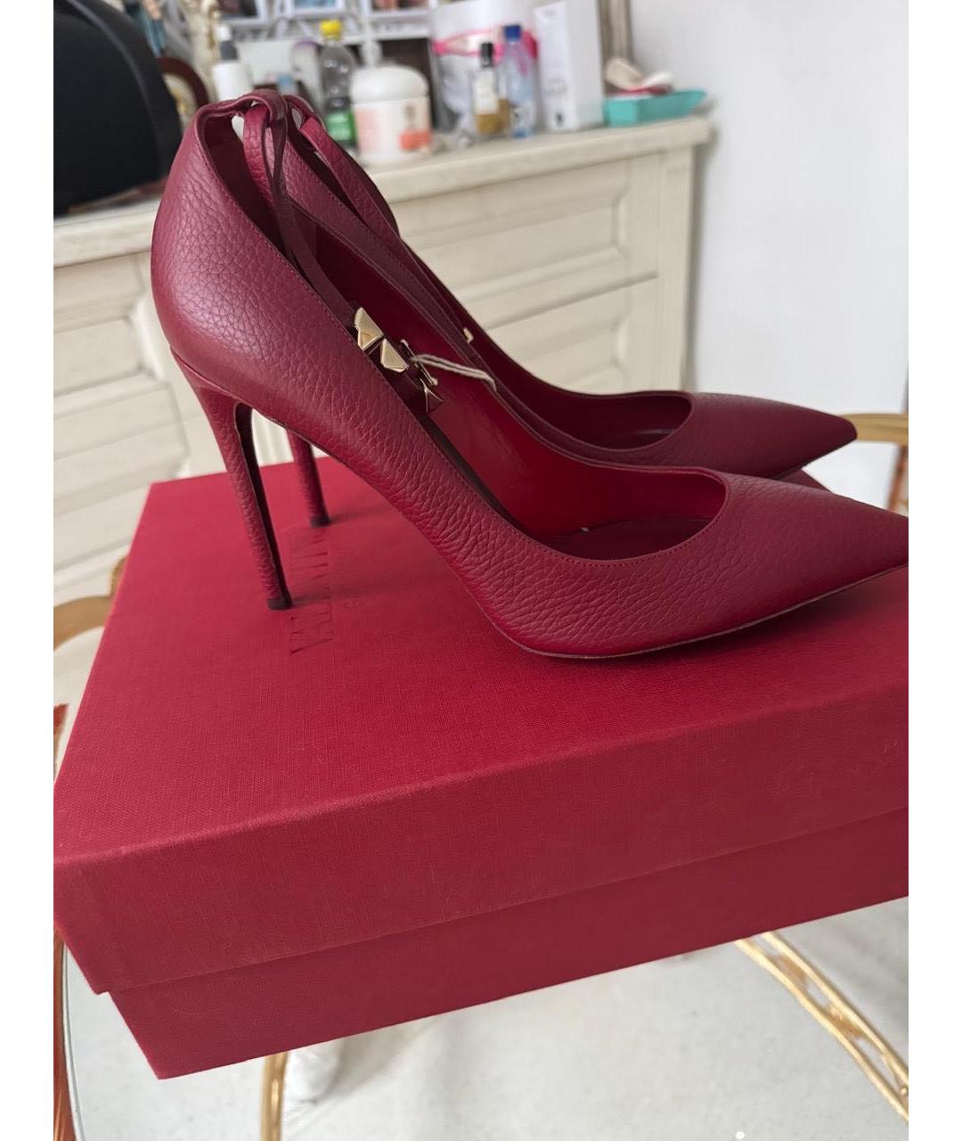 RED VALENTINO Бордовые кожаные туфли, фото 3