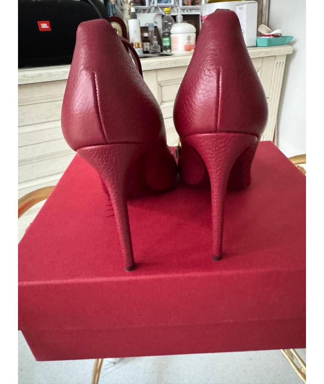 RED VALENTINO Бордовые кожаные туфли, фото 4