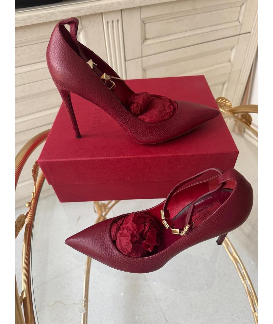 RED VALENTINO Бордовые кожаные туфли, фото 6