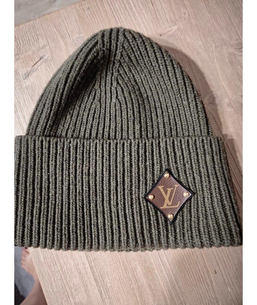 LOUIS VUITTON Хаки шерстяная шапка, фото 5