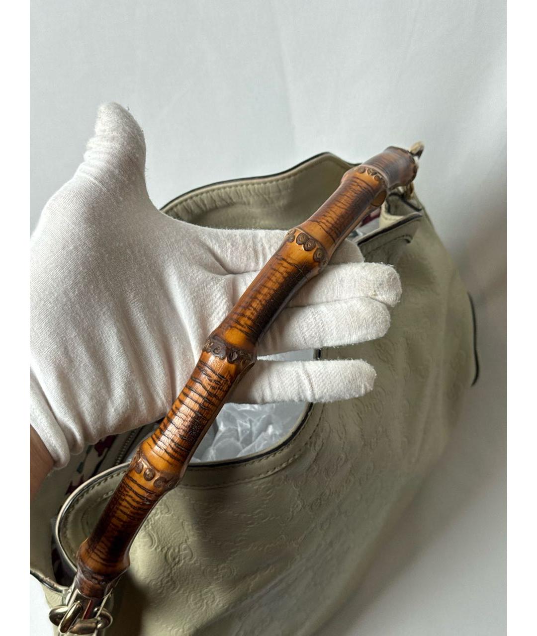 GUCCI Бежевая кожаная сумка через плечо, фото 4