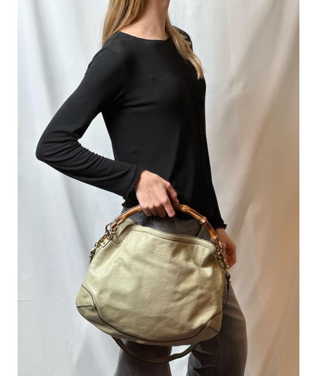 GUCCI Бежевая кожаная сумка через плечо, фото 8