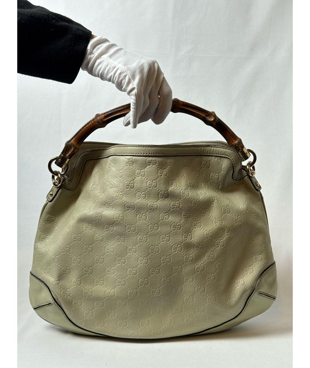 GUCCI Бежевая кожаная сумка через плечо, фото 9