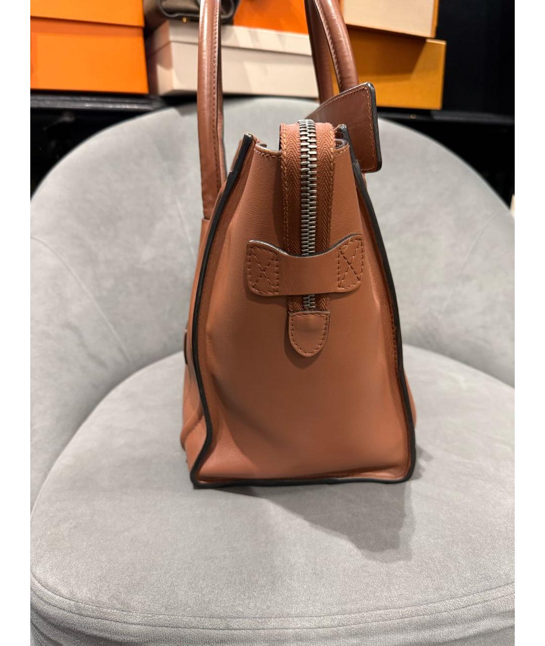 CELINE Коричневая кожаная сумка тоут, фото 4
