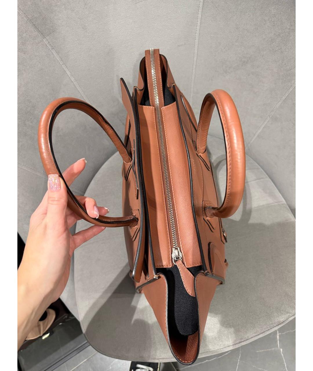 CELINE Коричневая кожаная сумка тоут, фото 7