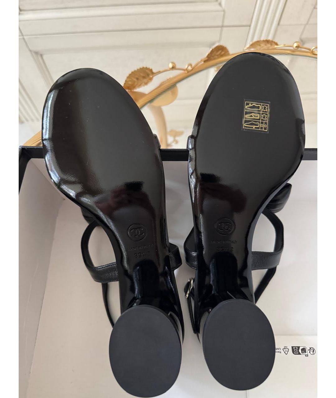 CHANEL Черные кожаные босоножки, фото 3