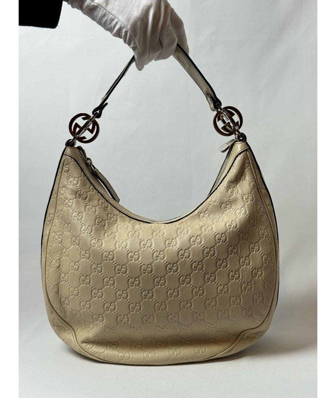 GUCCI Бежевая кожаная сумка через плечо, фото 2