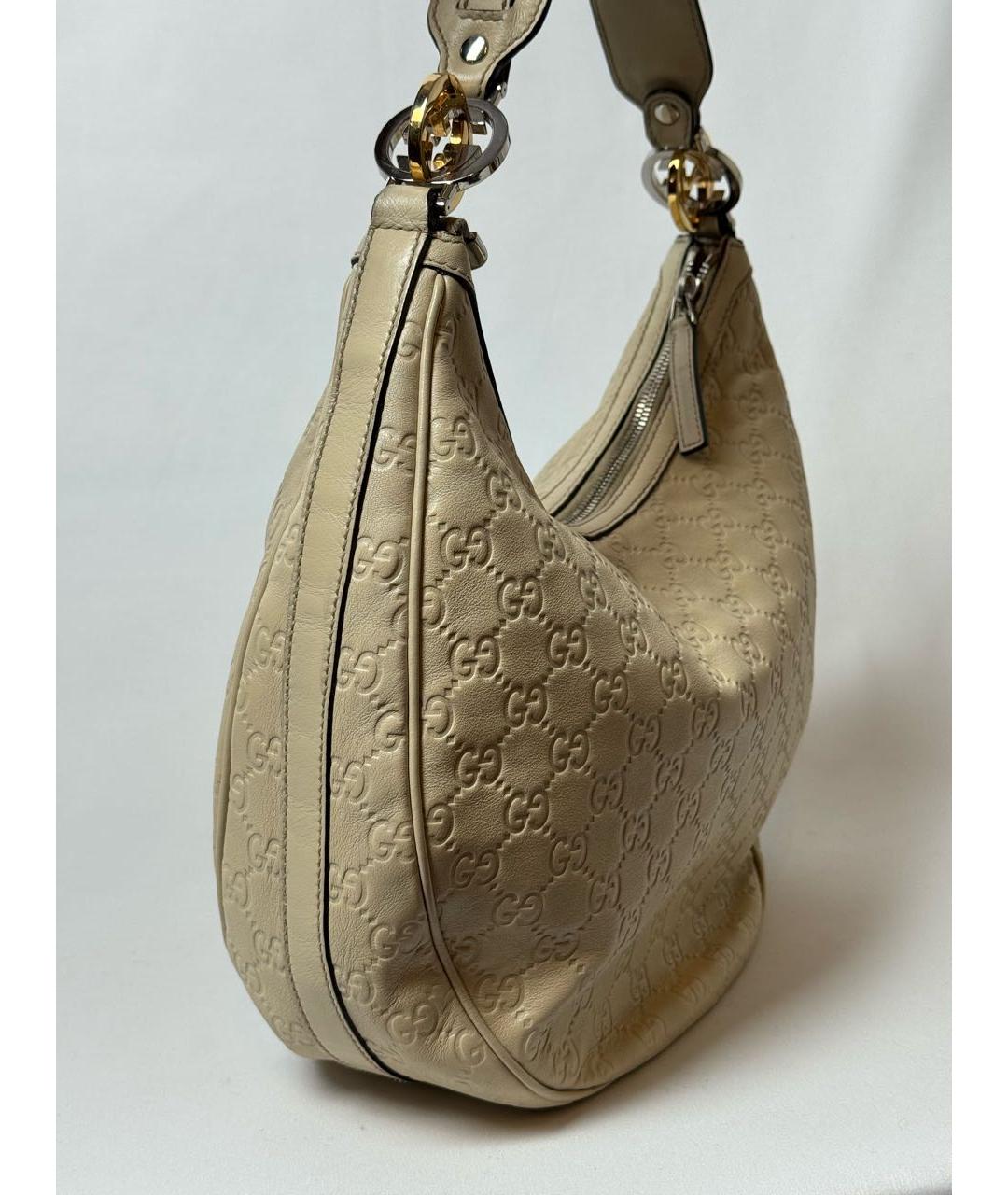 GUCCI Бежевая кожаная сумка через плечо, фото 4