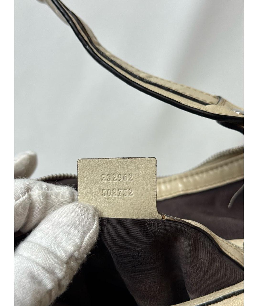 GUCCI Бежевая кожаная сумка через плечо, фото 8