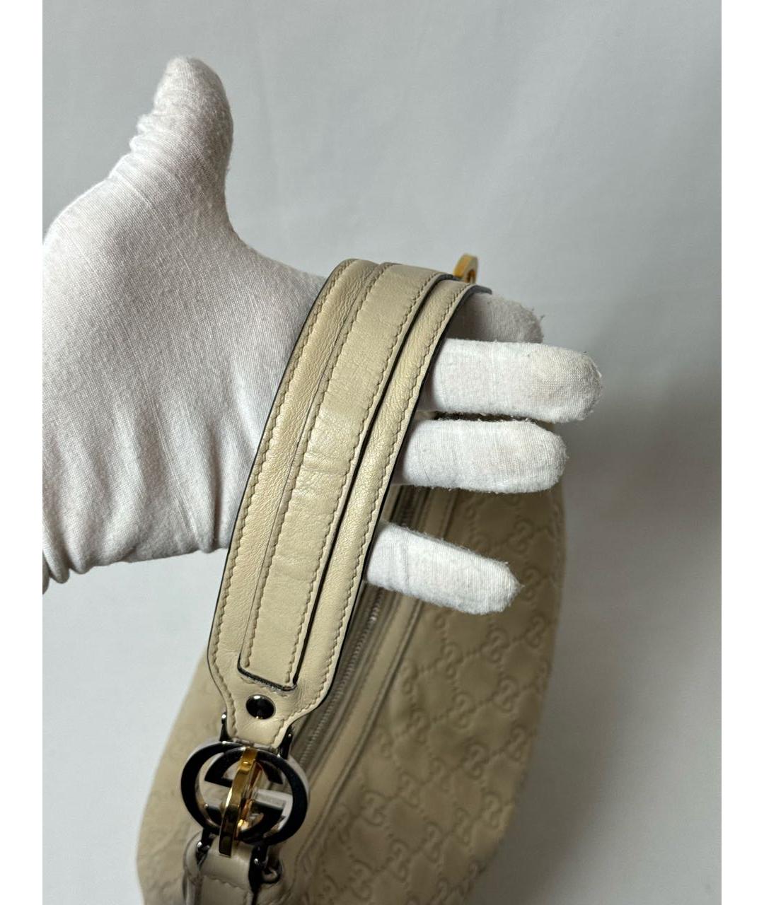 GUCCI Бежевая кожаная сумка через плечо, фото 5