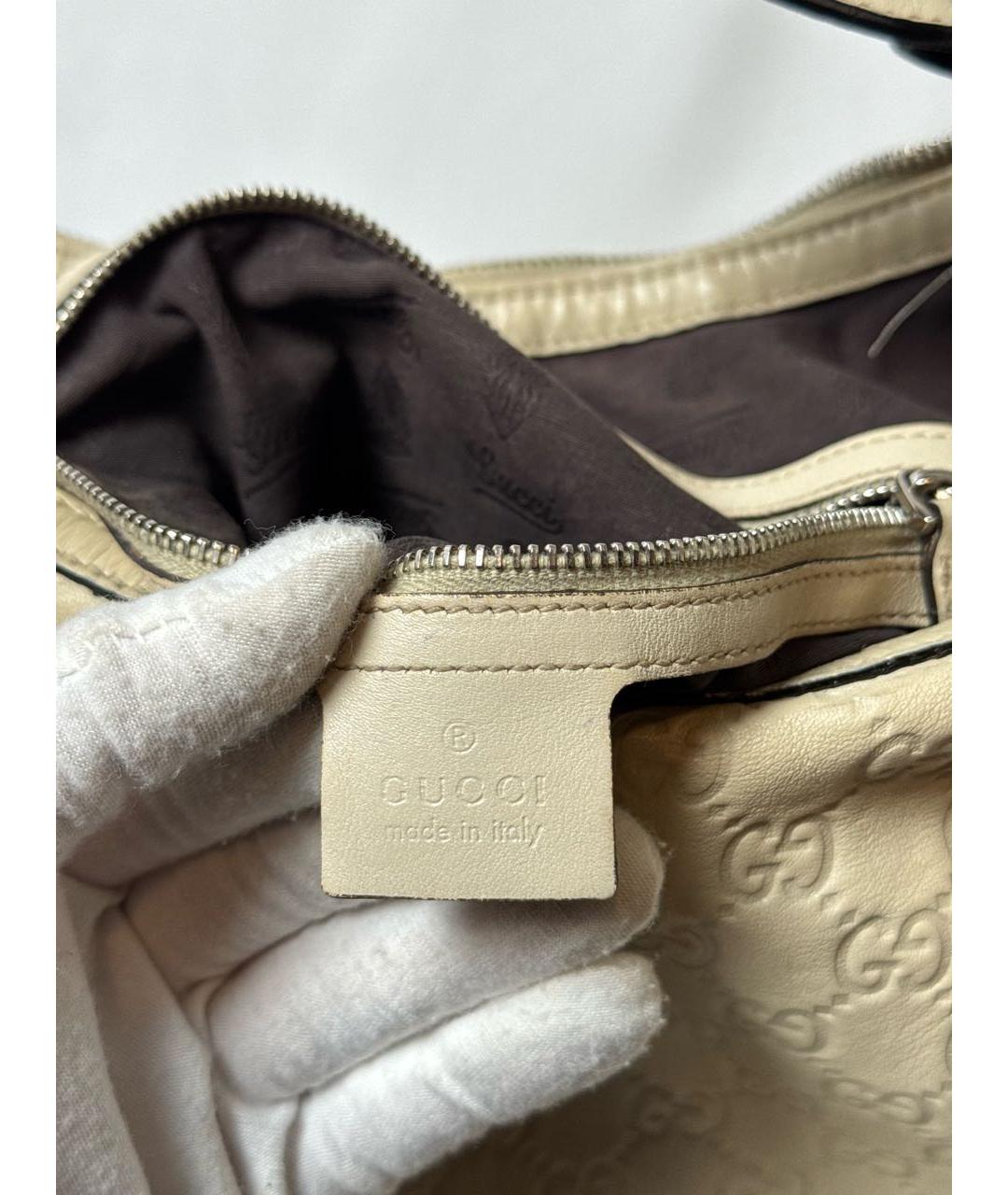 GUCCI Бежевая кожаная сумка через плечо, фото 7