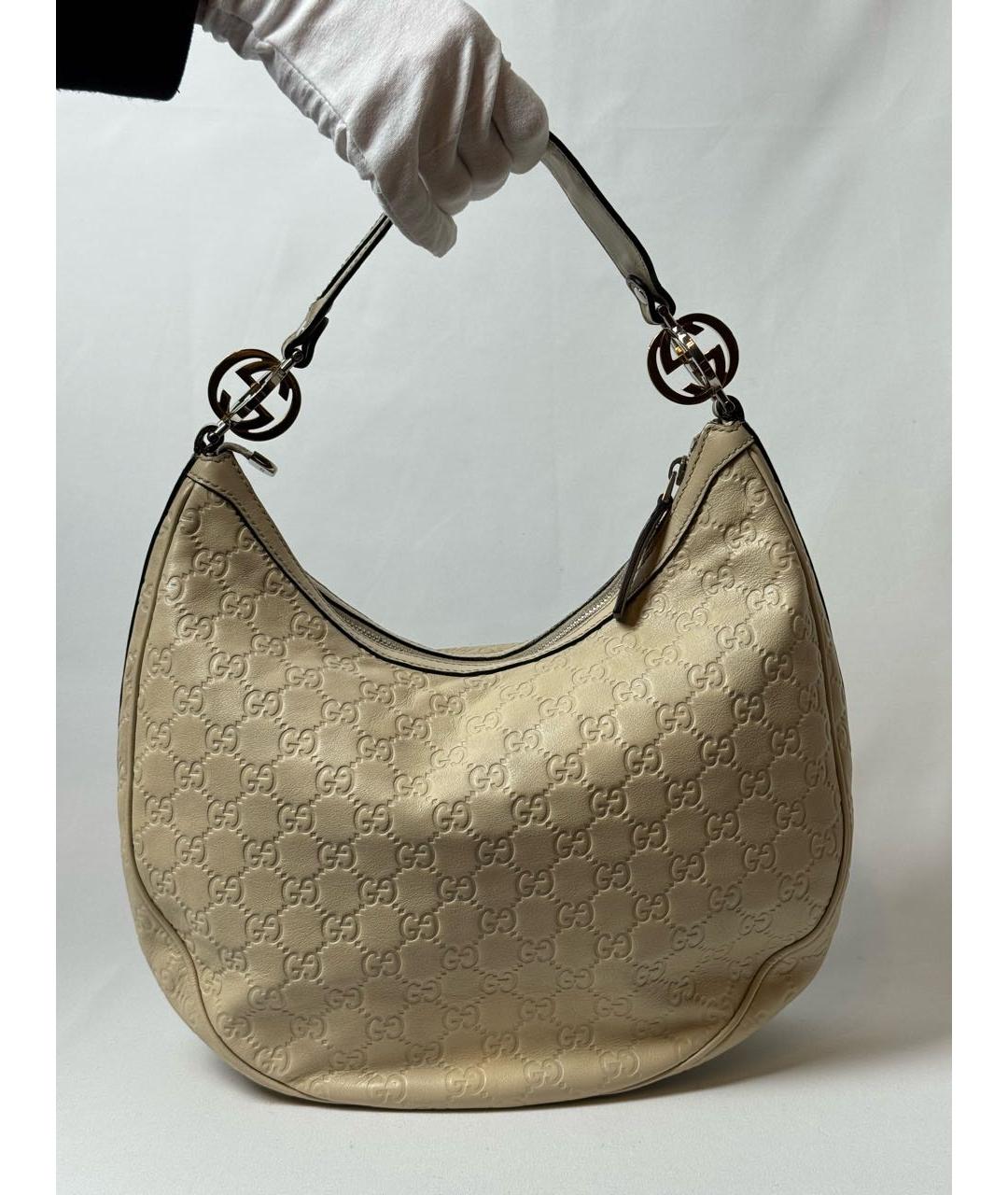 GUCCI Бежевая кожаная сумка через плечо, фото 9