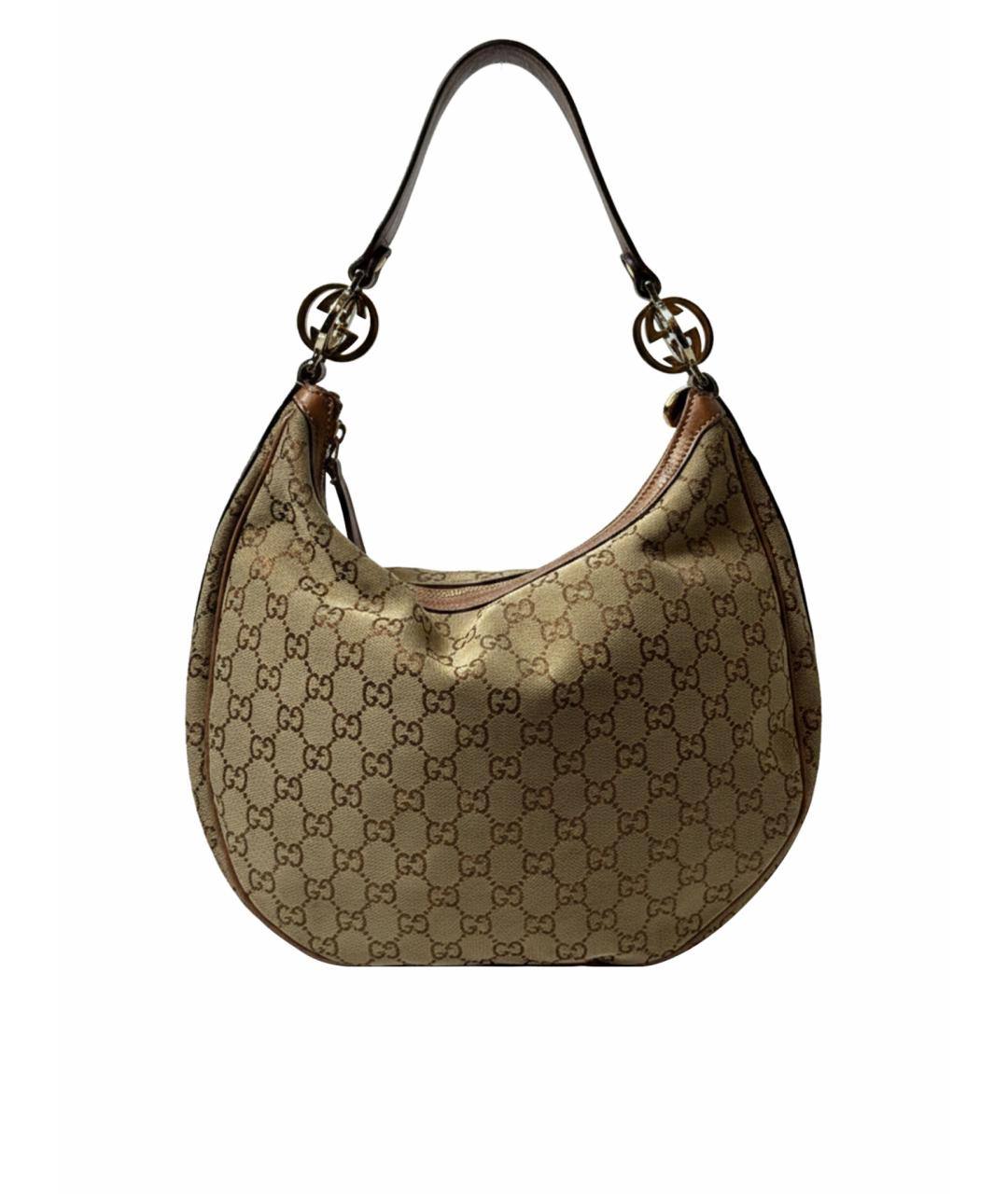 GUCCI Бежевая тканевая сумка через плечо, фото 1