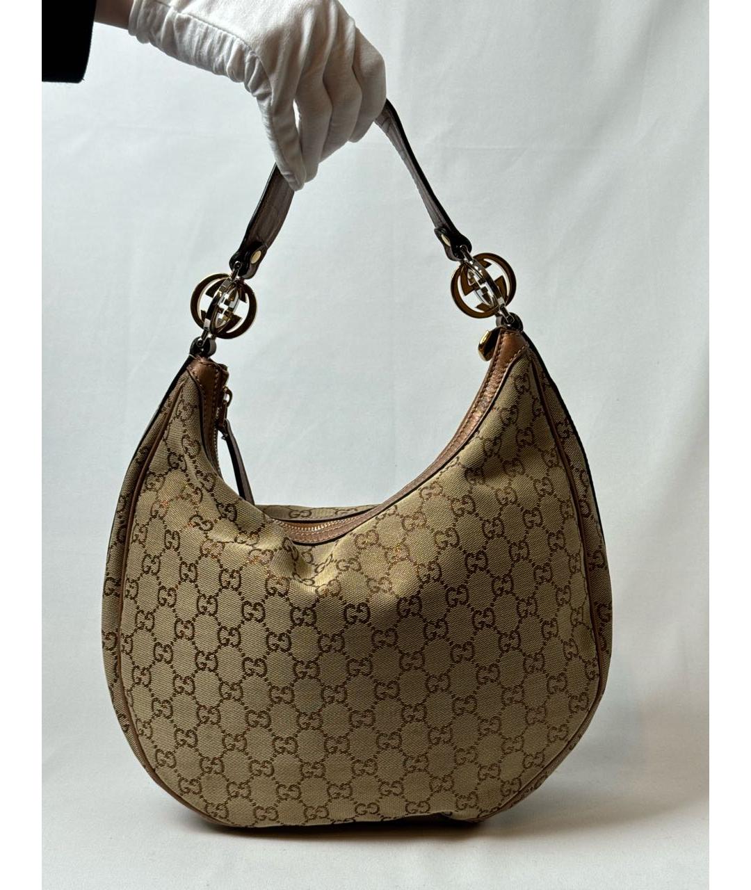 GUCCI Бежевая тканевая сумка через плечо, фото 9