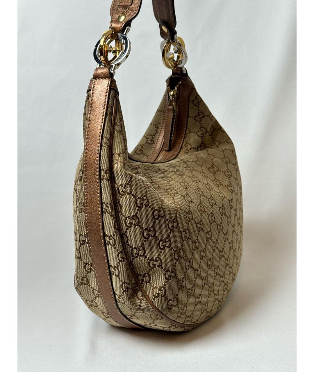 GUCCI Бежевая тканевая сумка через плечо, фото 4