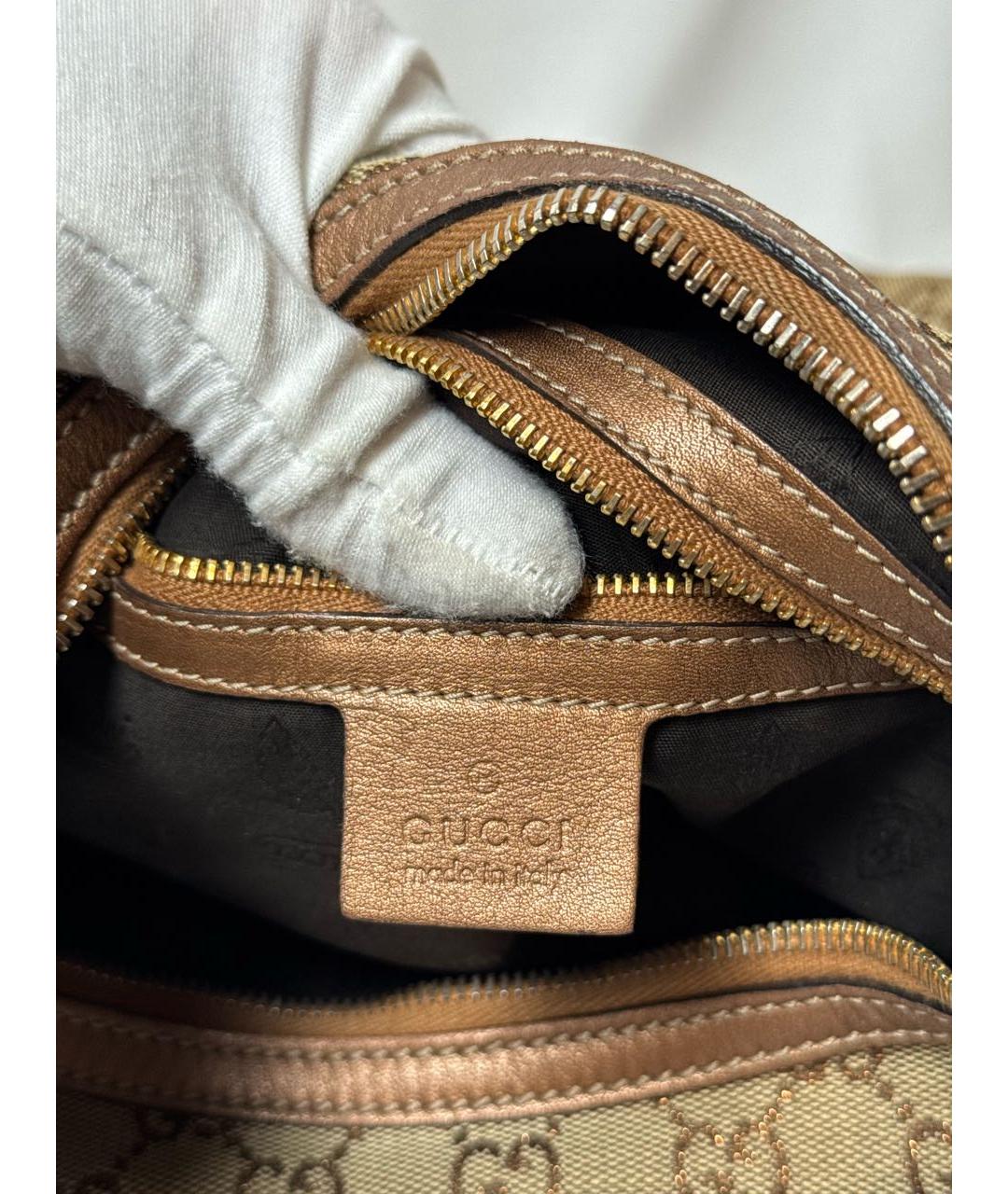 GUCCI Бежевая тканевая сумка через плечо, фото 6