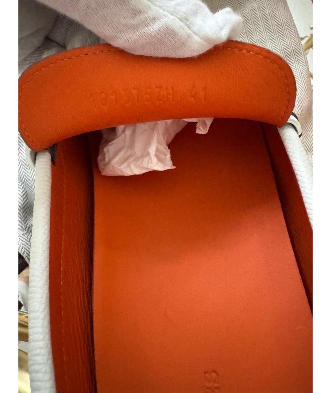 HERMES Голубые кожаные мокасины, фото 5