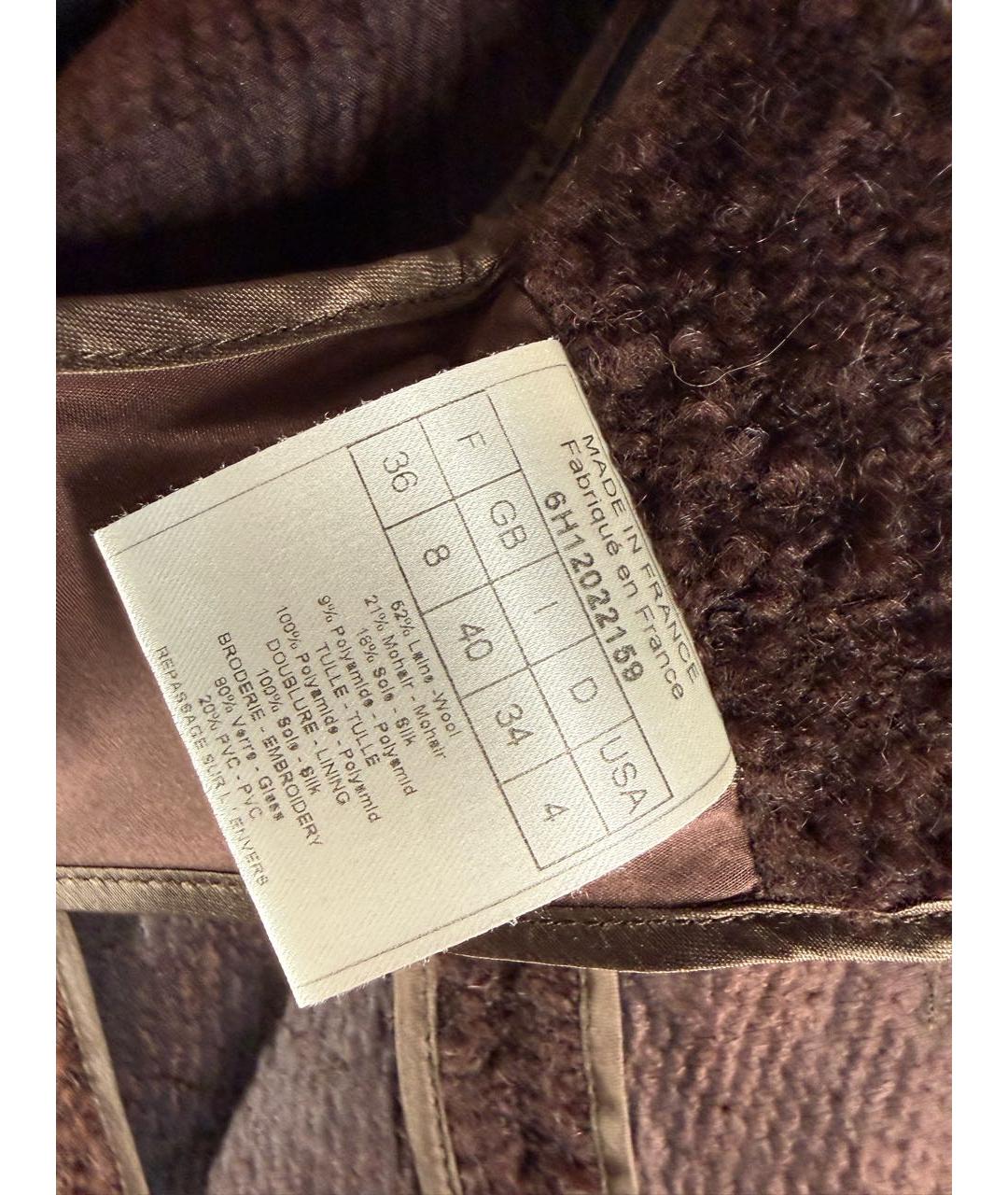 CHRISTIAN DIOR Коричневый шерстяной жакет/пиджак, фото 8